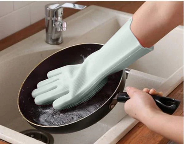 2 Pair (4PCS) Magic Dish Washing Gloves with Scrubber ✨