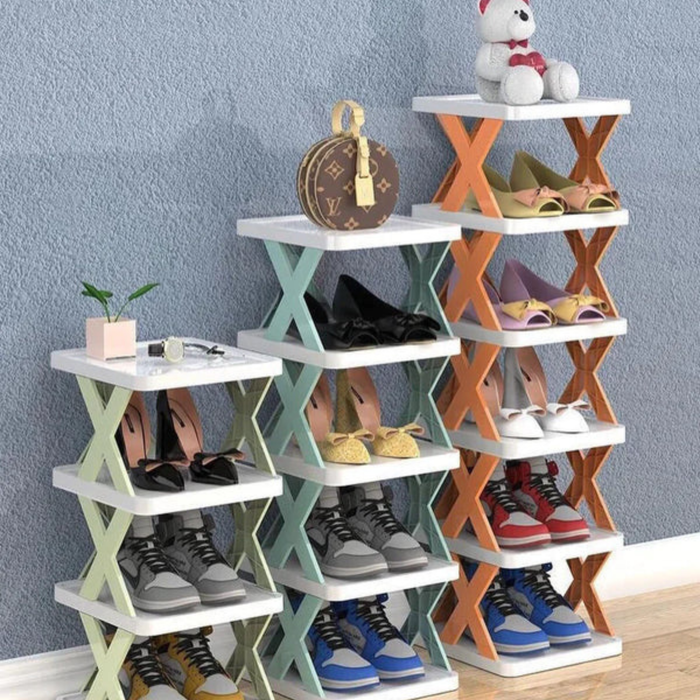 5 layer Folding Shoes Rack, Plastic Adjustable Shoe Rack