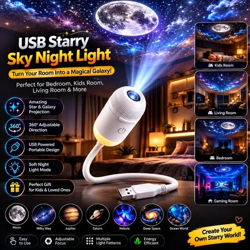 (Free Delivery) Starry Sky Projector Light – USB Galaxy Night Lamp ⭐