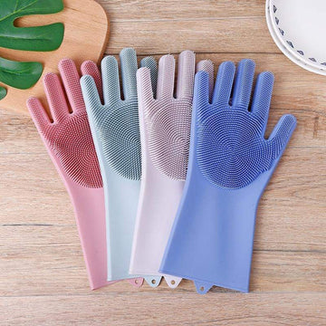 2 Pair (4PCS) Magic Dish Washing Gloves with Scrubber ✨